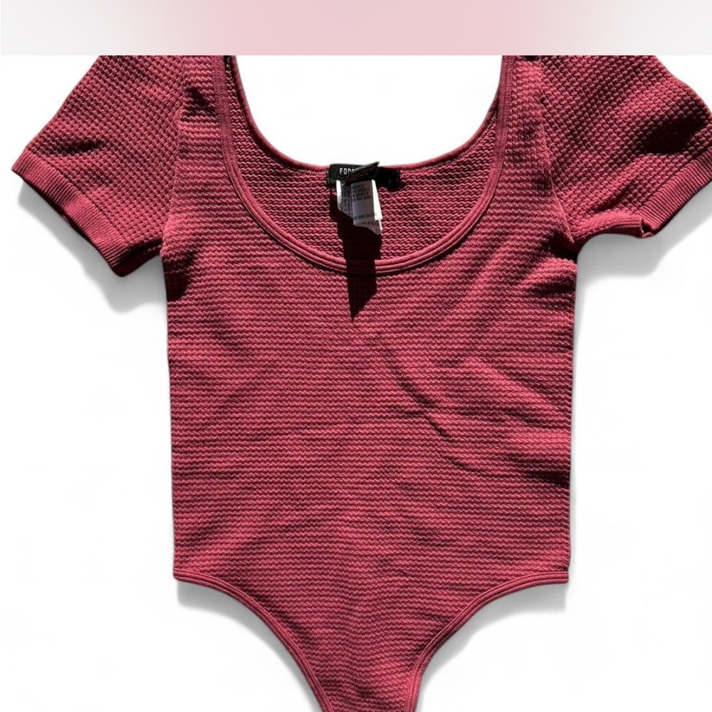 Forever 21 Pink Ribbed Bodysuit One Piece